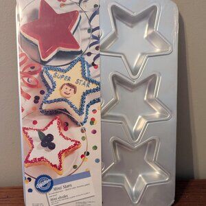 Wilton Mini Stars Patriotic Aluminum Pan 6 Molds Make Cakes, Brownies, Gelatin